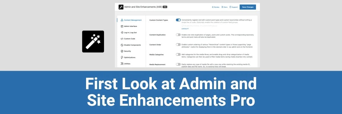 Admin and Site Enhancements (ASE) Pro