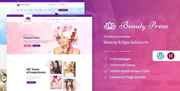 BeautyPress Beauty Salon Spa WordPress Theme