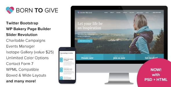 Born To Give - Charity Crowdfunding Responsive WordPress Theme