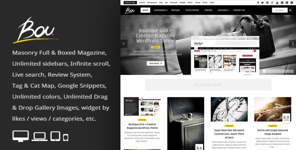 Bou - Masonry Review Magazine Blog WordPress Theme