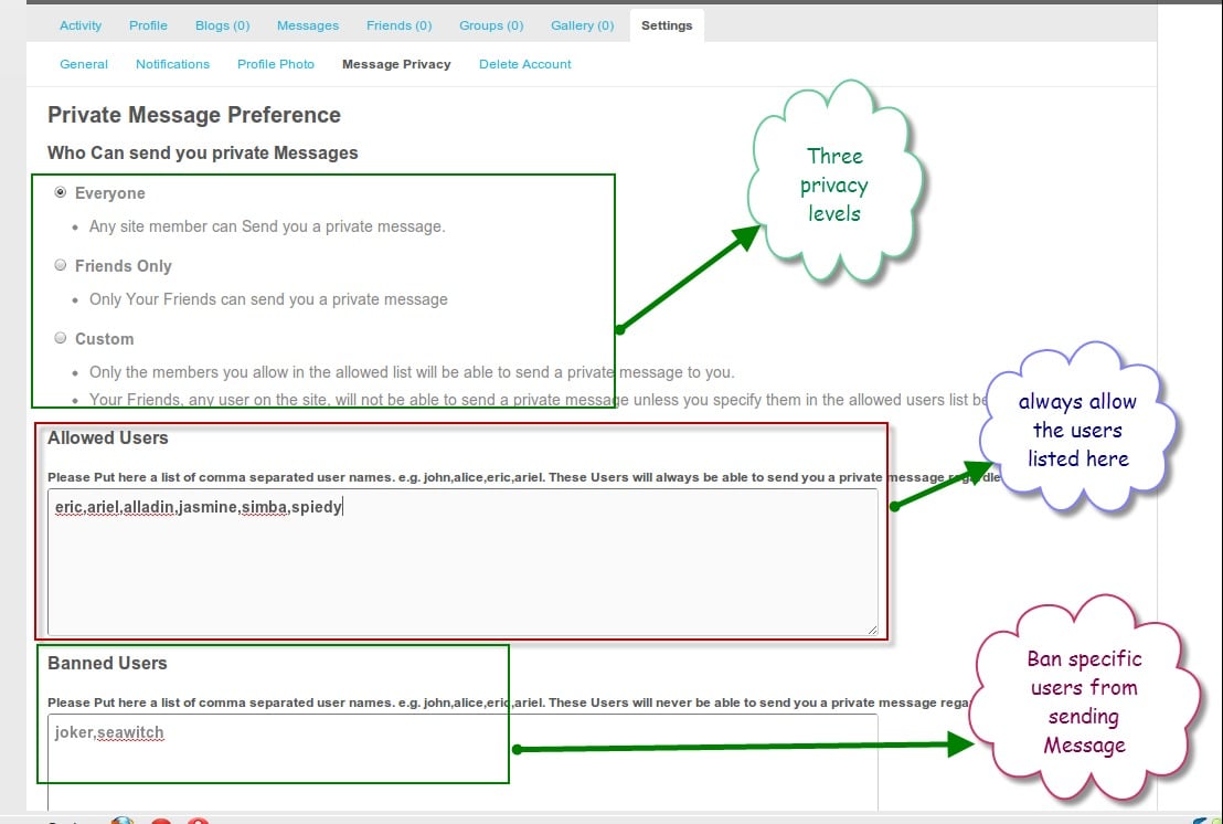 BuddyPress Message Privacy