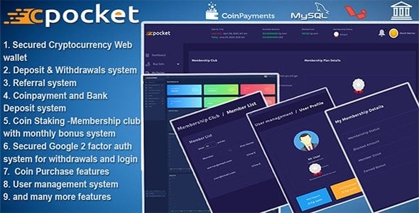 Cpocket - cryptocurrency wallet script