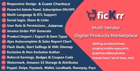 Fickrr Multi Vendor Digital Products Marketplace With Subscription