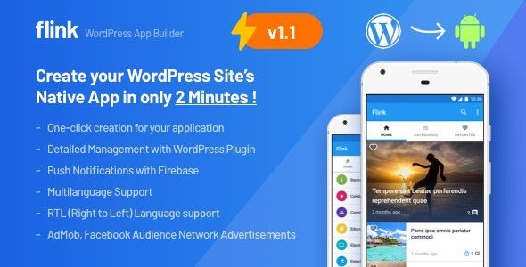 Flink WordPress App Builder (Auto WordPress to Native Android App) + Ultimate Admin Panel