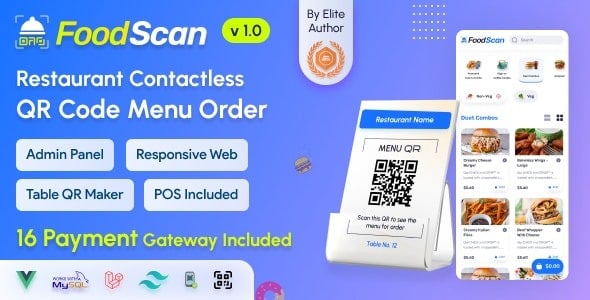 FoodScan - Qr Code Restaurant Menu Maker and Contactless Table Ordering System with Restaurant POS 