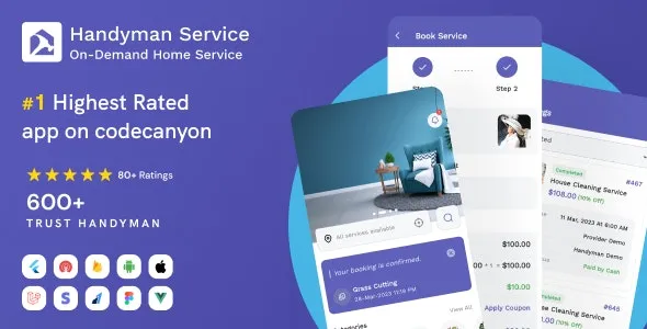 Handyman Service - Flutter On-Demand Home Services App with Complete Solution