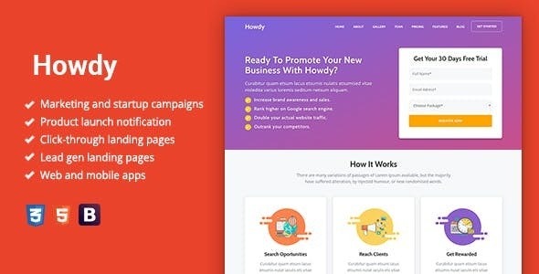 Howdy Multipurpose High-Converting Landing Page WordPress Theme