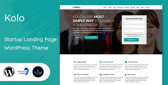 Kolo Startup Landing Page WordPress Theme