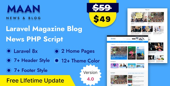 Maan - News Laravel Magazine Blog & News PHP Script