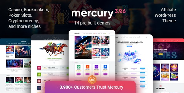 Mercury - Gambling & Casino Affiliate WordPress Theme. News & Reviews