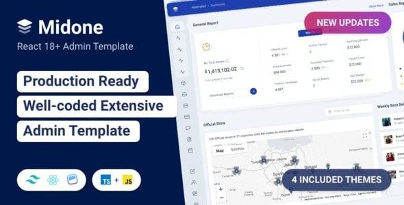 Midone - React Admin Dashboard Template + HTML Version