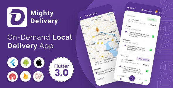 MightyDelivery On Demand Local Delivery System Flutter App | Courier Company | Courier App