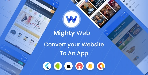 MightyWeb Flutter Webview - Convert Your Website To An App + Admin Panel