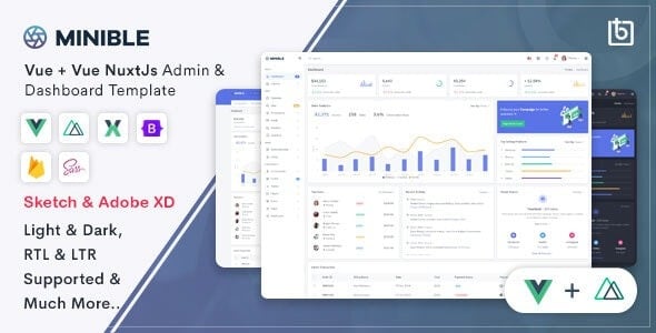 Minible Vue & Vue Nuxt Admin Dashboard Template