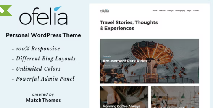 Ofelia - Travel Personal WordPress Blog Theme