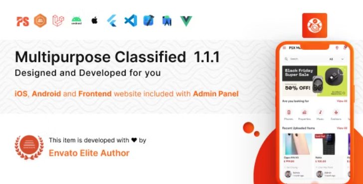 PSX Multipurpose Classified Flutter App with Laravel Admin Panel