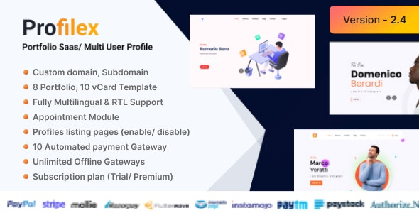 Profilex Portfolio Builder SAAS / Multi-User Profile (Multitenancy)