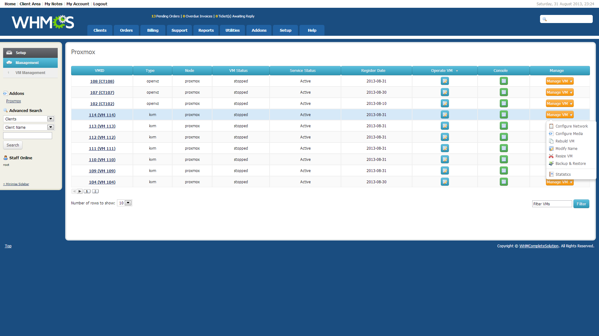 Proxmox VPS For WHMCS