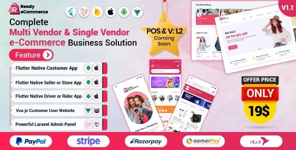 Ready ecommerce - Complete Multi Vendor e-Commerce Mobile App