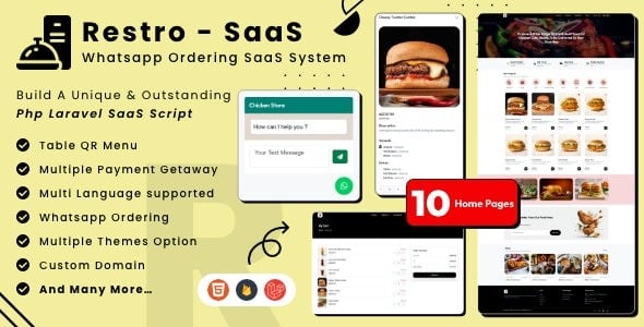 Restro SaaS Multi Restaurant Online WhatsApp Food Ordering System SaaS