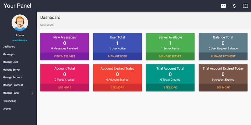 SSH VPN Panel Materialize Template