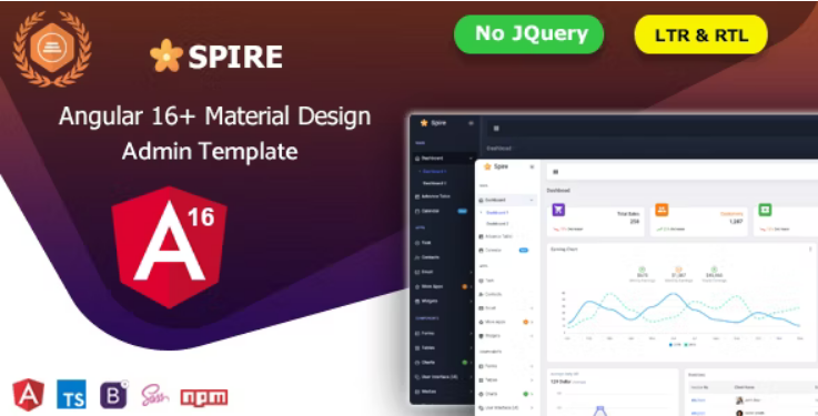 Spire - Angular + Material Design Admin Dashboard Template