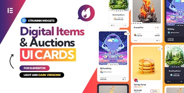 Struninn Digital Items and Auctions - UI Cards for Elementor