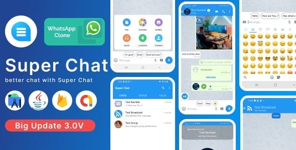 Super Chat Android Chatting App with Group Chats and Voice/Video Calls - Whatsapp Clone