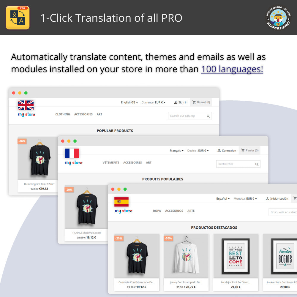 Translate all - Free and unlimited translation Module PrestaShop