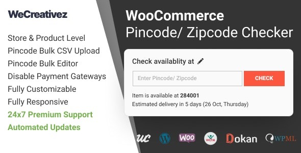 WooCommerce Pincode Zipcode Checker