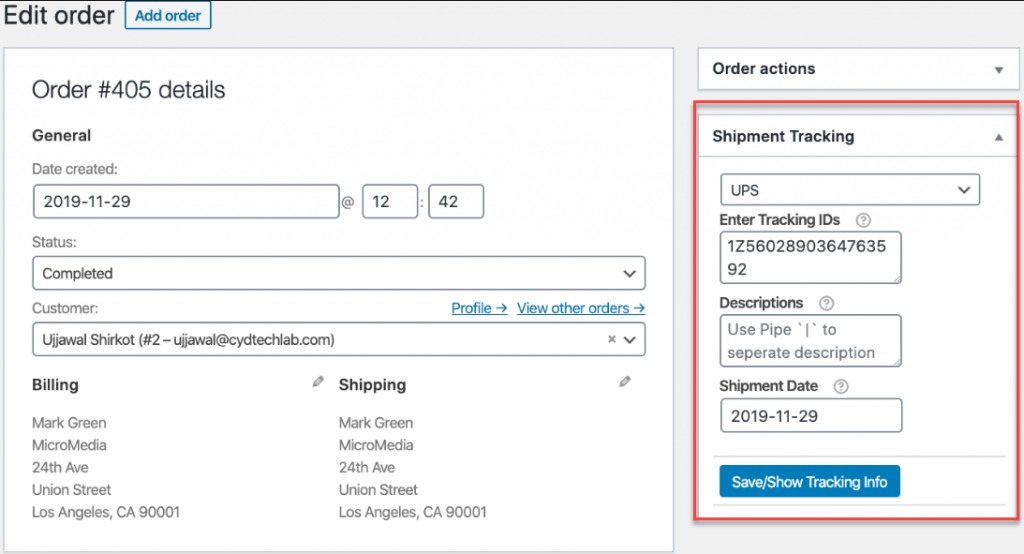 WooCommerce Shipment Tracking