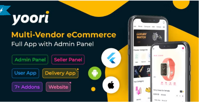 YOORI - Flutter Multi-Vendor eCommerce Full App with Admin Panel