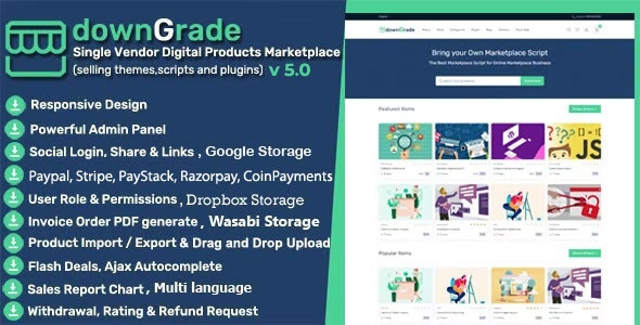 downGrade - Single Vendor Digital Products Marketplace