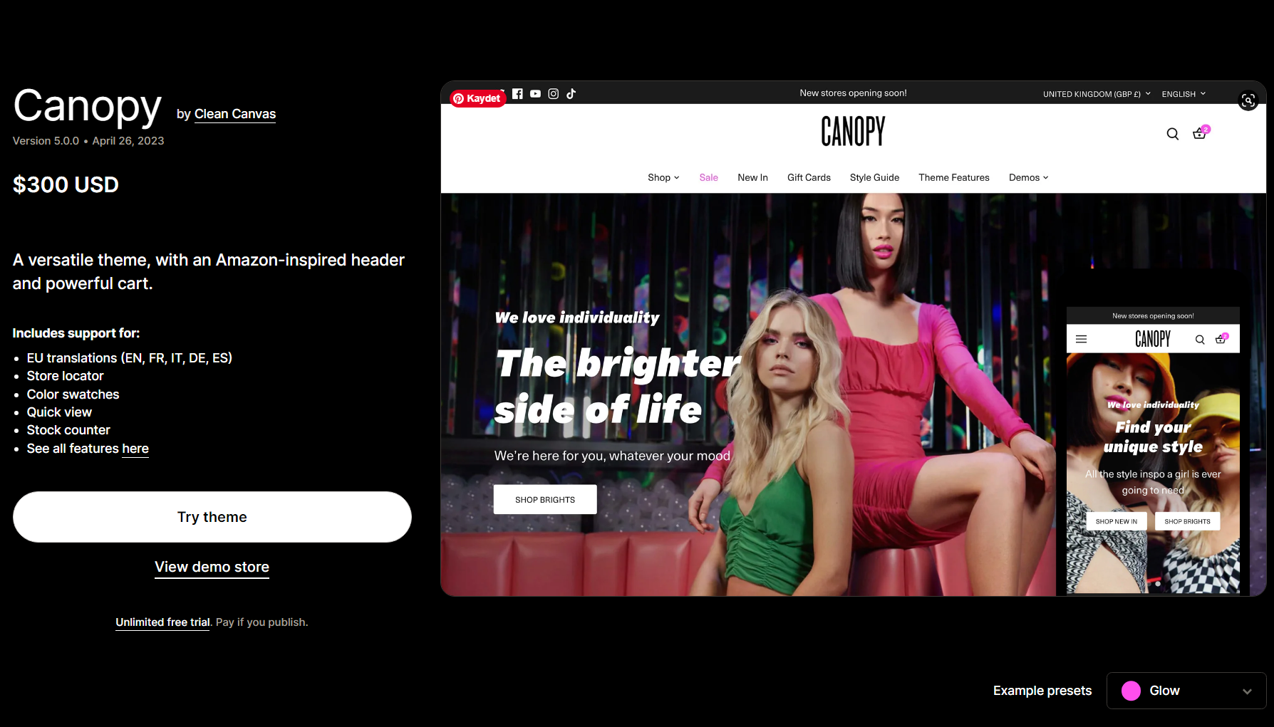 Canopy Shopify Theme