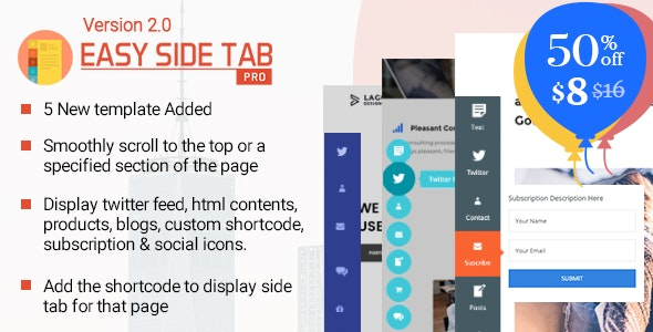 Easy Side Tab Pro - Responsive Floating Tab Plugin For WordPress