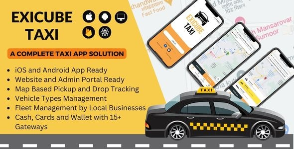 Exicube Taxi App (GrabCab) + iOS + Android + Web + Admin