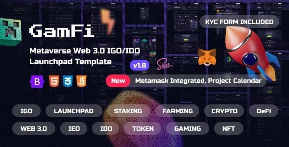 GamFi - Metaverse Web IGO/IDO Token Launchpad Figma Template