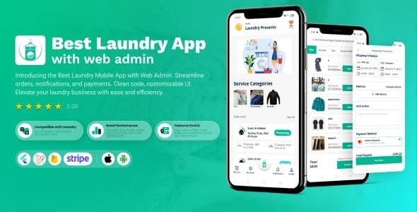 Laundry Flutter App with Admin panel | laundry booking system | Quick wash | On-Demand Laundry