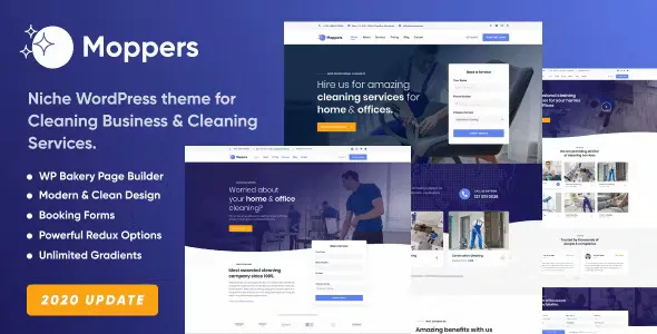 Moppers - Cleaning Company and Services WordPress Theme