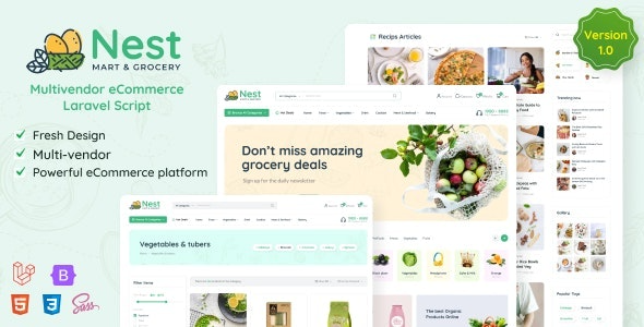 Nest - Multivendor Organic and Grocery Laravel eCommerce System