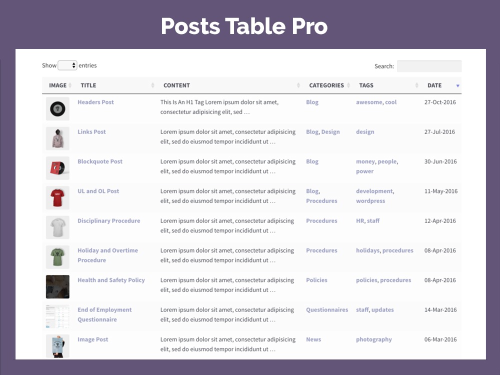 Posts Table Pro [BarnMedia]