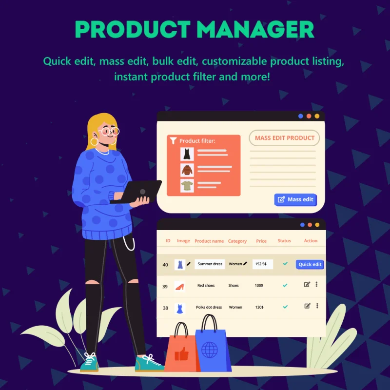 Prestashop Product Manager Bulk edit / mass edit / quick edit