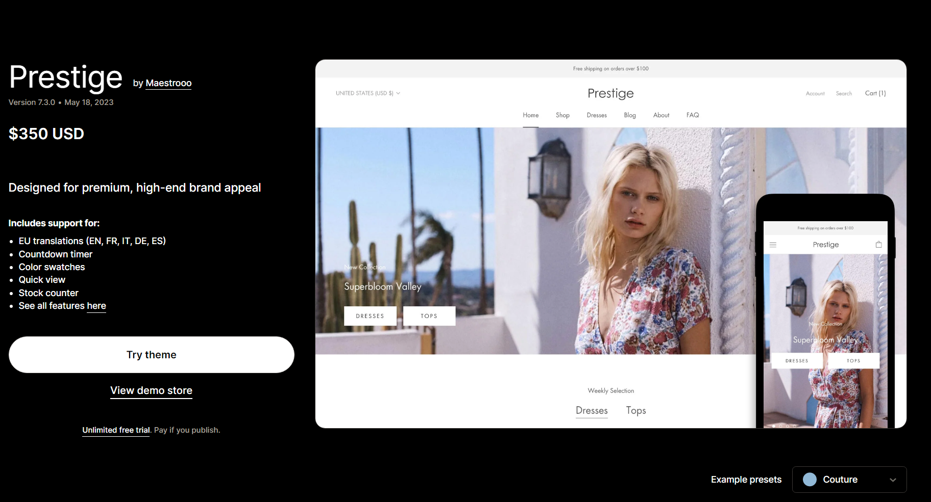 Prestige Shopify Theme