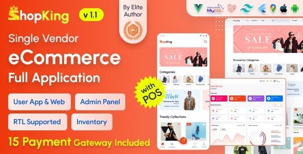 ShopKing eCommerce App with Laravel Website & Admin Panel with POS | Inventory Management