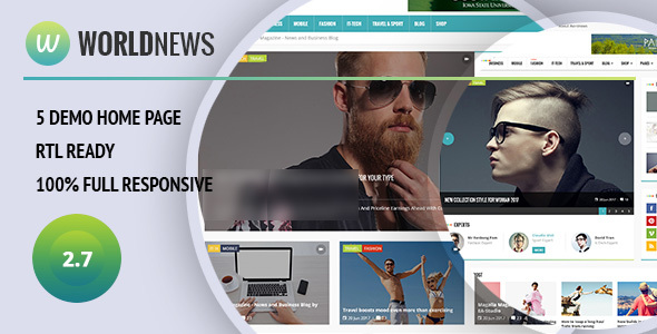 WorldNews - Magazine RTL Responsive WordPress BlogMagazine