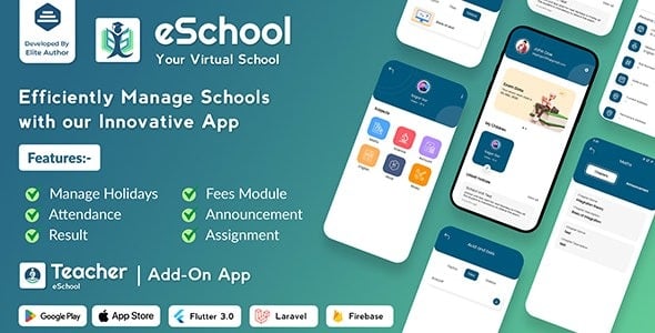 eSchool Virtual School Management System Flutter App with Laravel Admin Panel