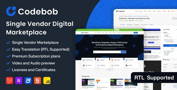 Codebob Single-Vendor Digital Marketplace