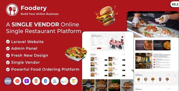 Foodefy Single Restaurant Online Food Ordering Laravel Website Platform