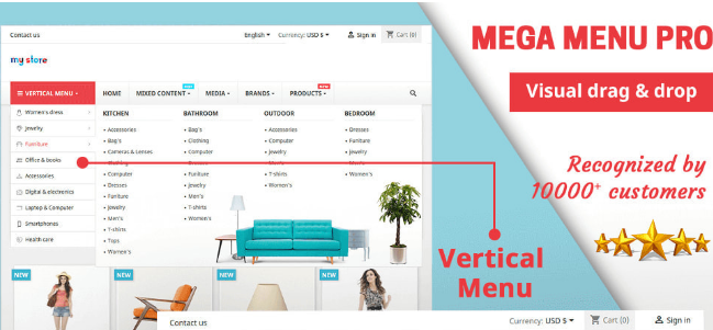 Mega Menu PRO module for (Prestashop) by PrestaHero