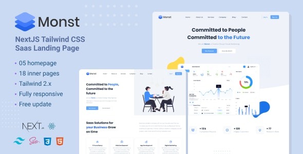Monst - NextJS Tailwind CSS landing page